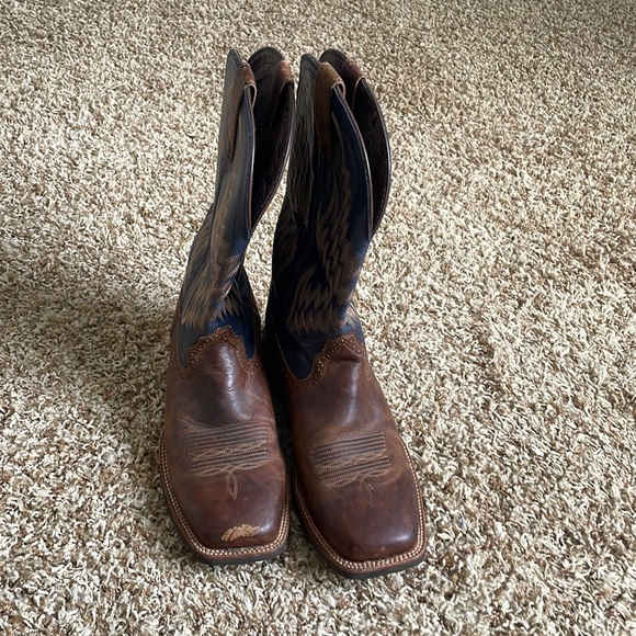 Ariat Other - Ariat Men's Tycoon Bar Top Brown and Arizona Sky Wide Square Toe Cowboy Boots